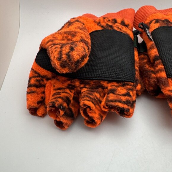 Whitewater Outdoors Orange fleece gloves one size Fingerless Shooting Mitten 62 - Picture 3 of 4